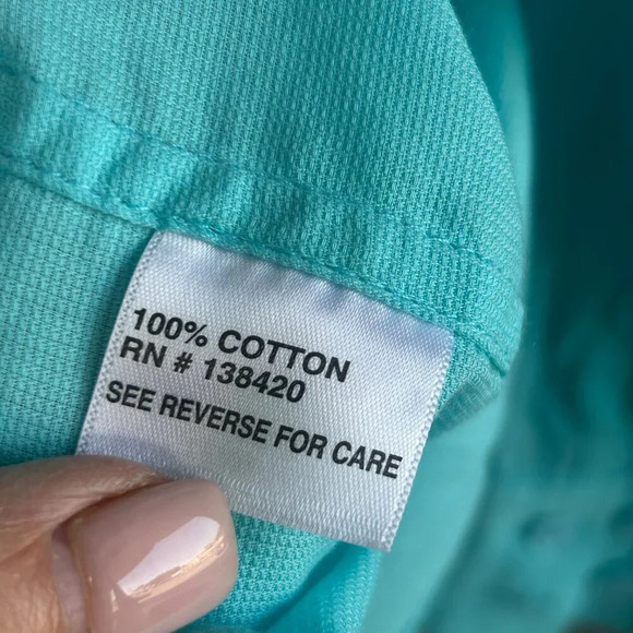 Carlisle Per Se Turquoise 100% Cotton Tunic Blouse Shirt Size 10 - Picture 2 of 6